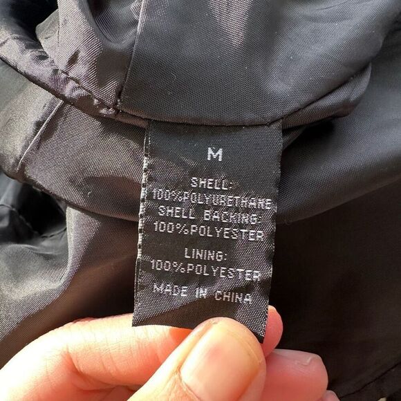 Baccini Black Zip Faux Leather Black Jean Jacket Peplum Style Medium New - Picture 8 of 10